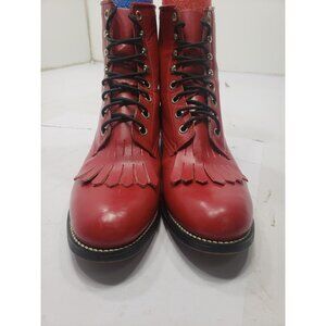 Justin Juniors Roper Boots Women's Size 6? B Red Leather Lace Up Western Boots